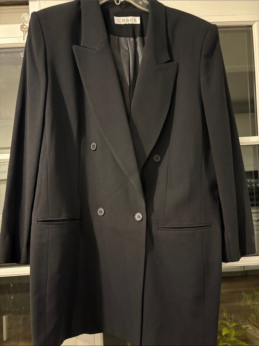 Chaus Black Double-Breasted Blazer with Peak Lapels